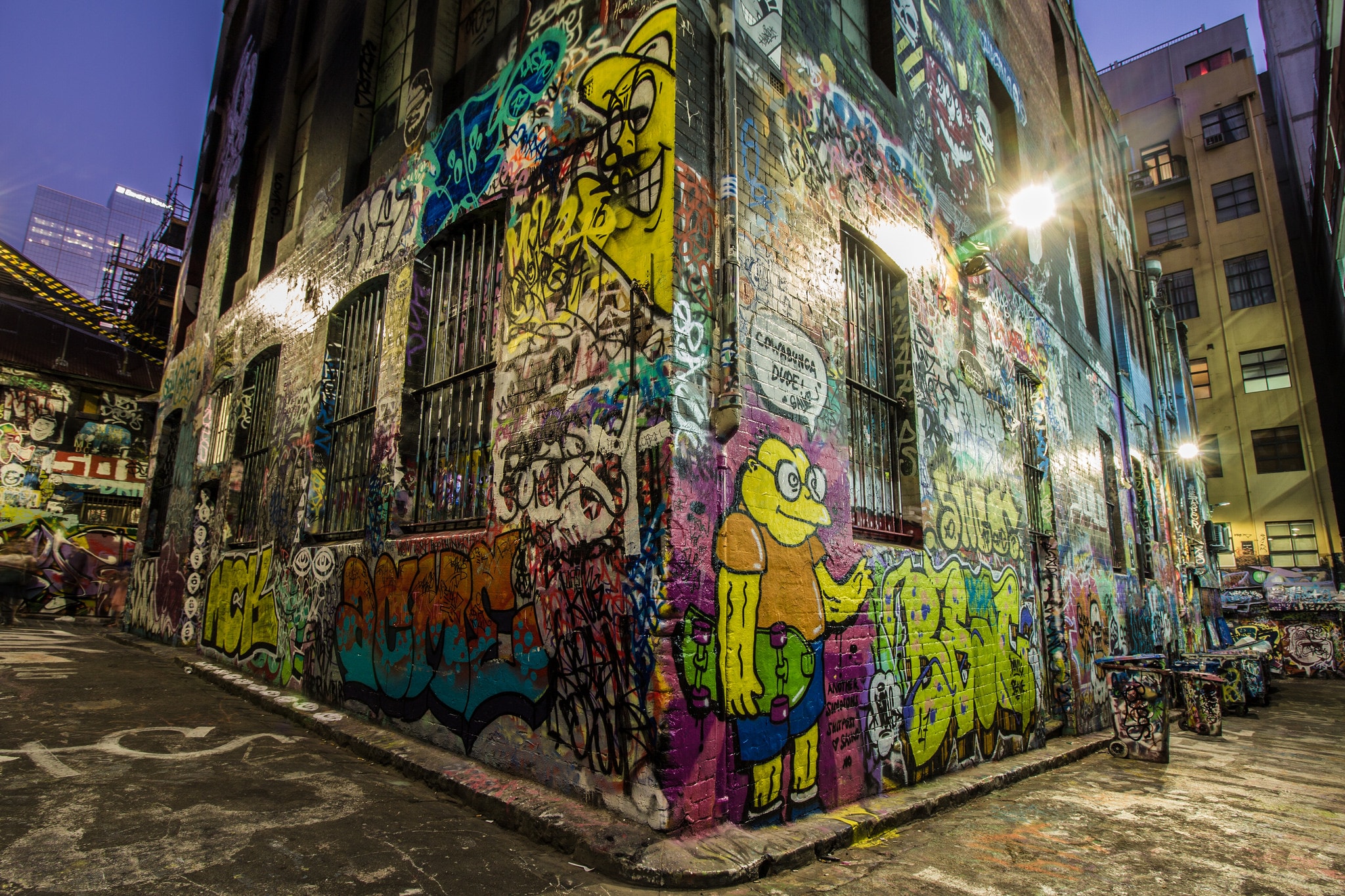 Hosier Lane at night