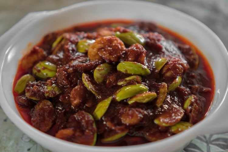 Sambal Petai is a local dish using bitter beans, chilli and prawns, popular in South East Asian countries such as Malaysia, Indonesia and Singapore