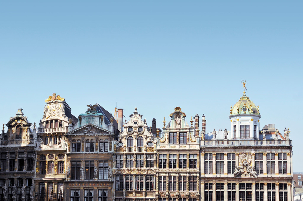 Grand Place in central Brussels featuring guildhalls