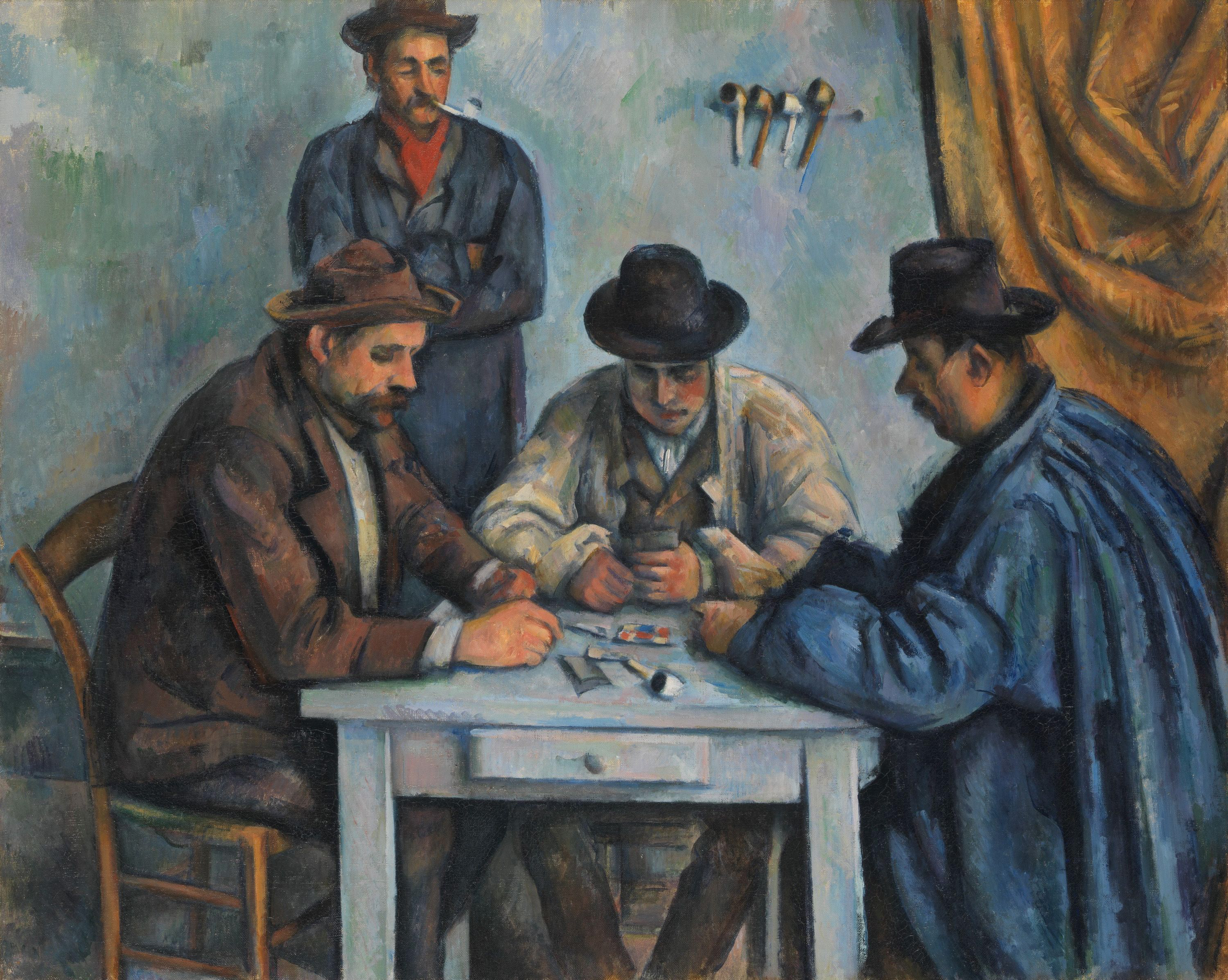 The Card Players, by Paul Cezanne, 1890-92, believed to be the first of five paintings Cezanne made of peasants playing cards.