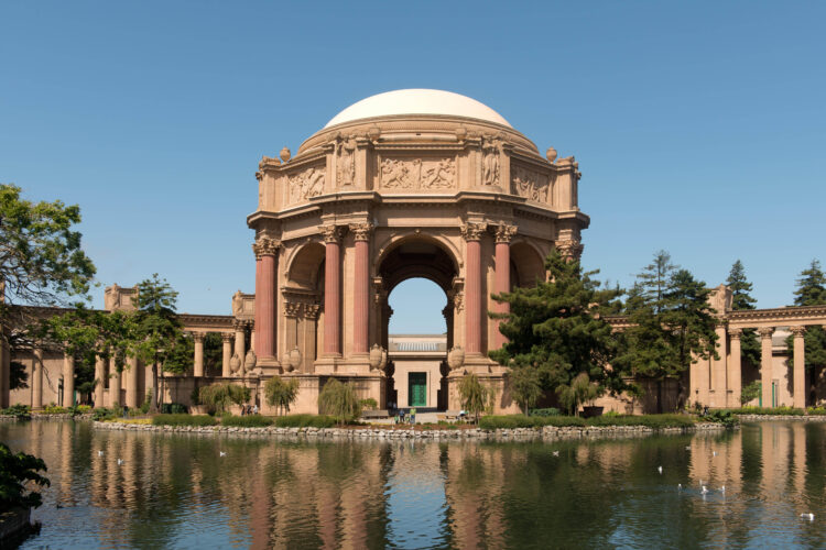 Palace of Fine Arts in the Marina District of San Francisco, California, a monumental structure originally constructed for the 1915 Panama-Pacific Exposition