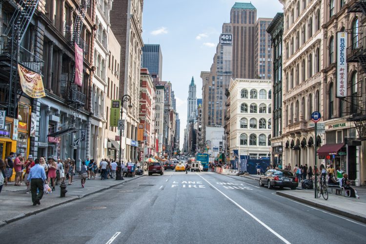 Broadway, north of Canal Street in Soho is home to many trendy shops and restaurants. New York, NY.