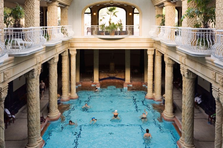 The Gellért Thermal Baths are housed within an Art Nouveau-era building