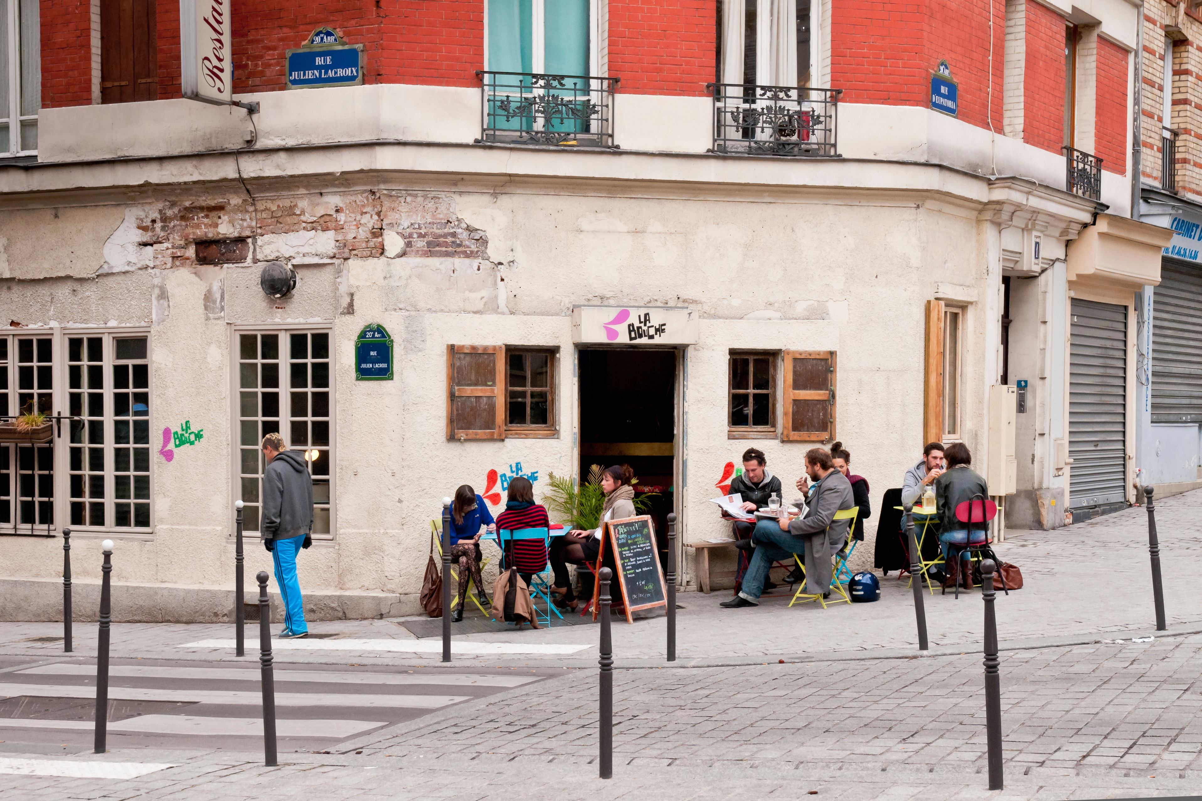 Cafe-Restaurant in the neighborhood of Belleville Menilmontant, Paris, France