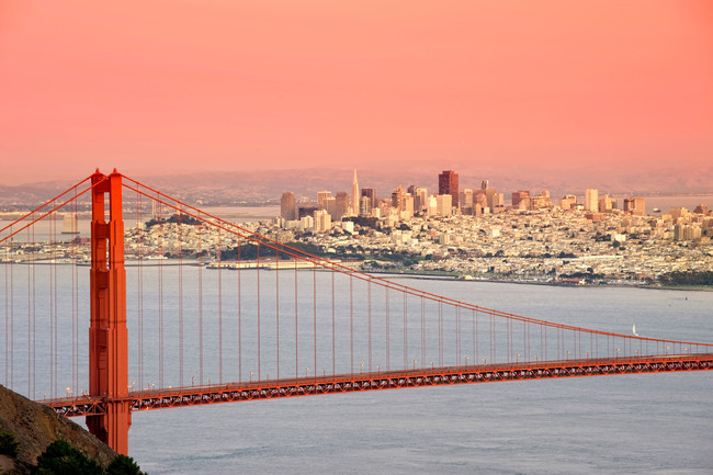 Usa, California, San Francisco, City Skyline and Golden Gate Bridge