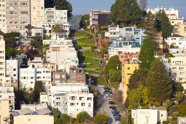 Lombard Street on Russian Hill, San Francisco, California, USA