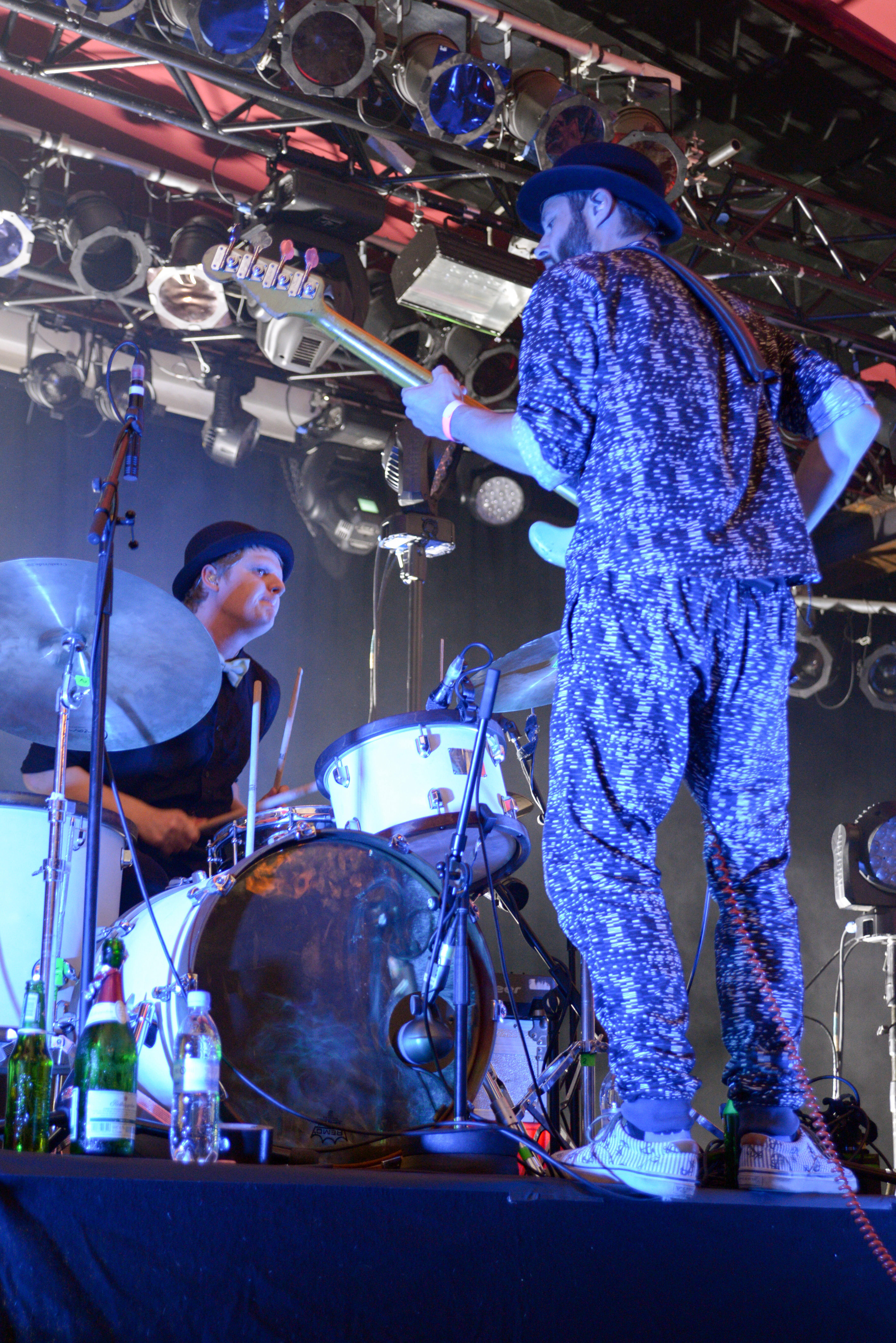 Berlin, Germany. 18th Oct, 2014. Tomas Barfod (L) and Tomas Hoffding from the Danish band Whomadewho performs in Astra Kulturhaus in Berlin, Germany, 18 October 2014. Photo: Jason Harrell/dpa NO WIRE SERVICE/dpa/Alamy Live News