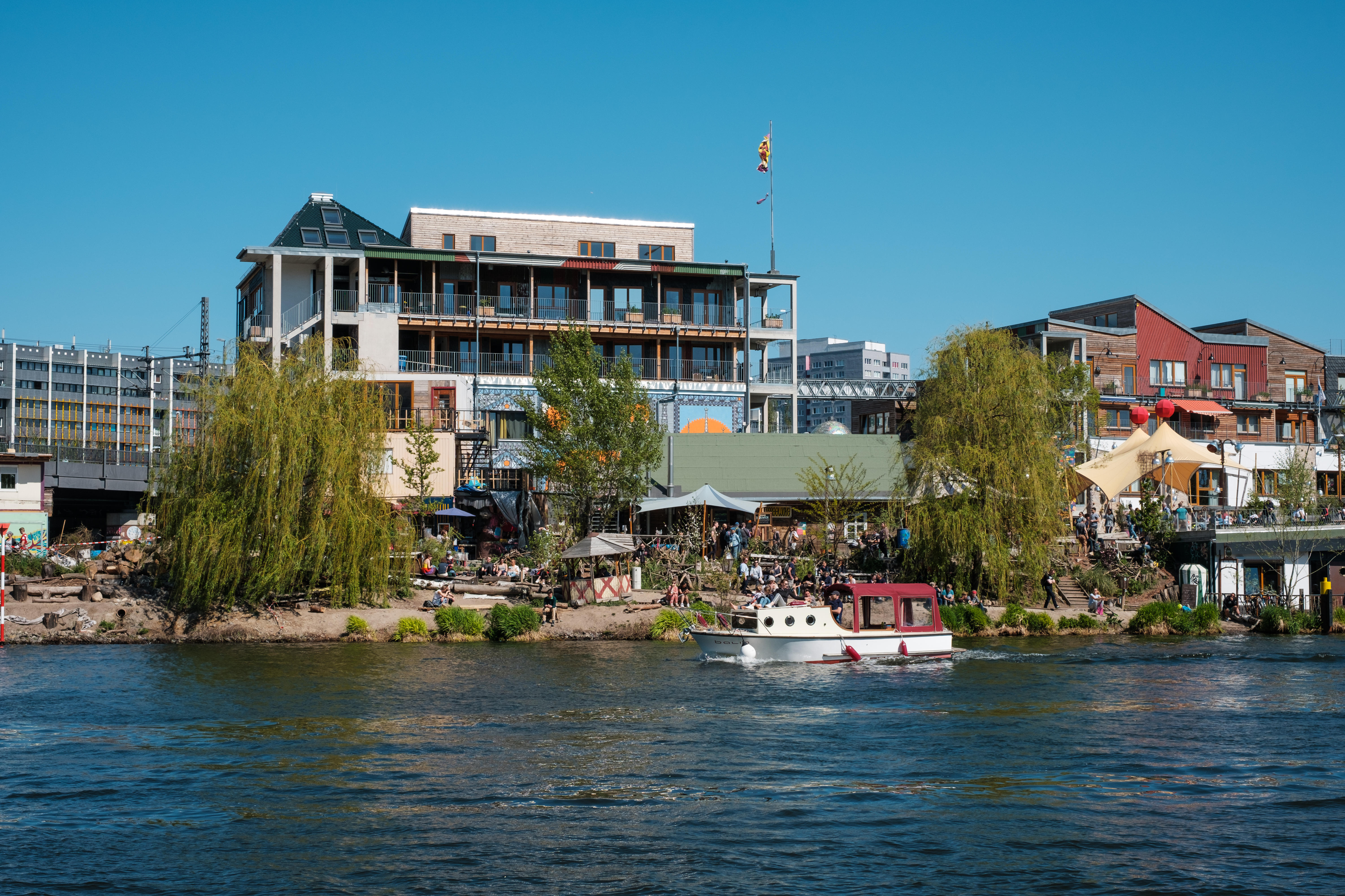 Berlin, Germany - april 2019: The Holzmarkt , a creative urban village in Berlin at Holzmarktstrasse 25