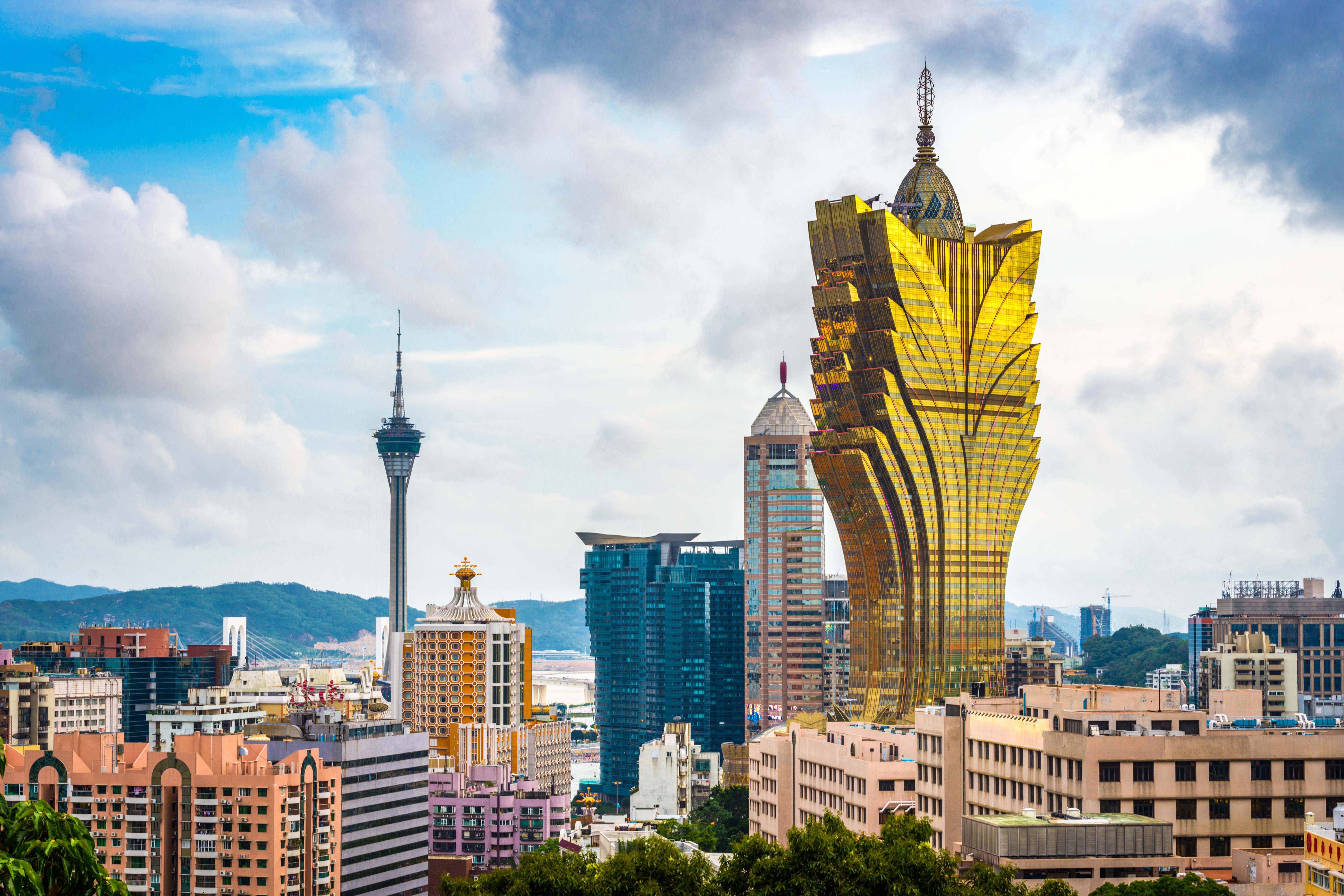 Macau, China city skyline.