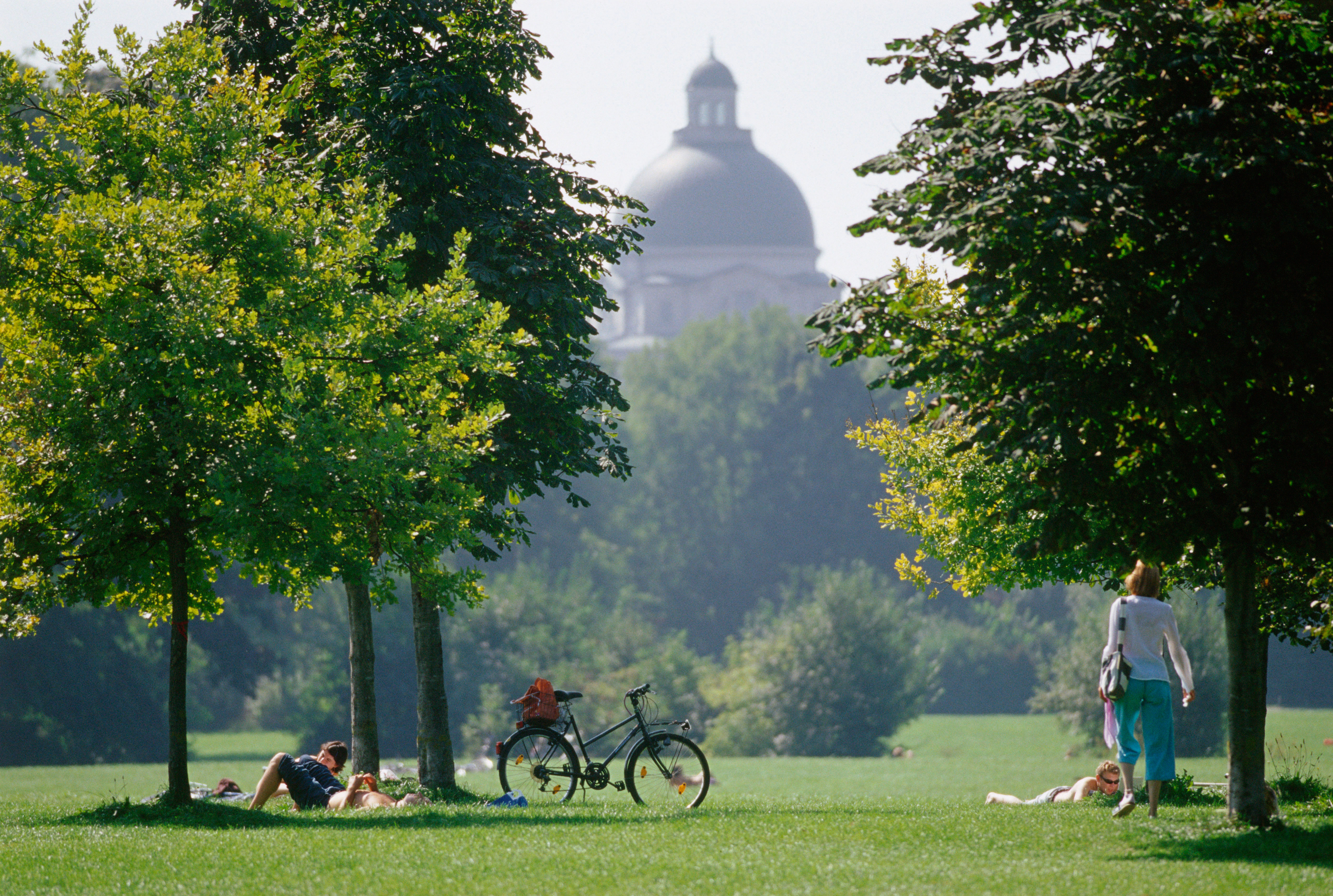 Sunbathers in English Garden Munich Germany