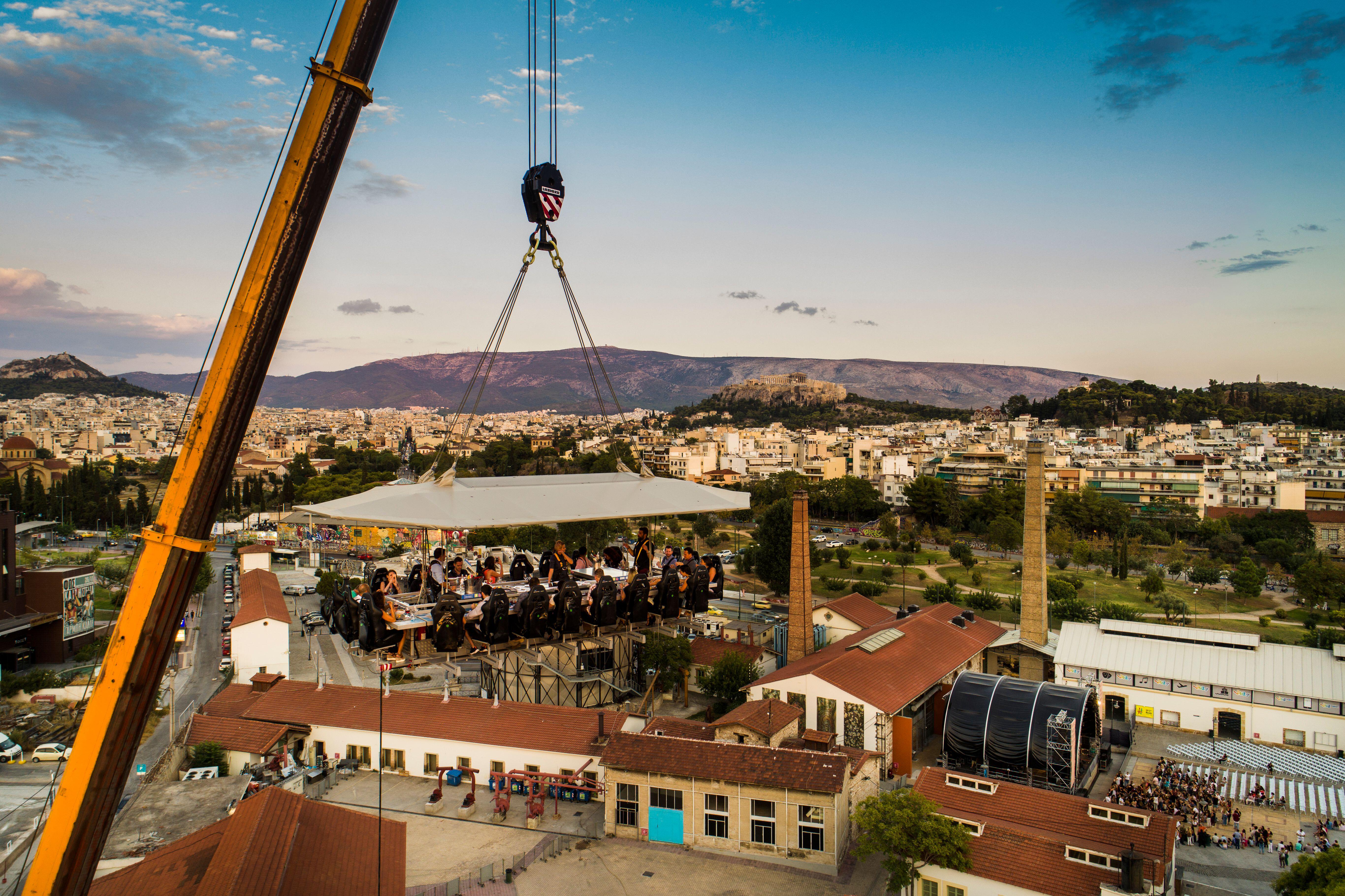 Greece, Athens: Dinner in the Sky in Athens. An extraordinary culinary proposal, in the center of Athens, welcomes you! A table for 22 people, along w