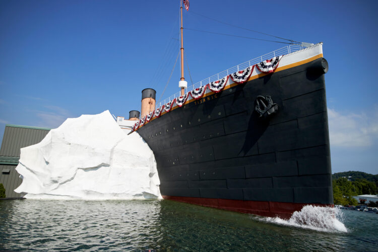 titanic and iceberg at the titanic exhibition pigeon forge tennessee usa